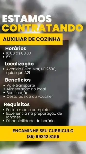 curso de auxiliar de cozinha gratuito